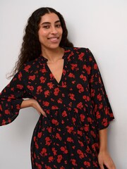 Kaffe KAamber 3/4 Sleeve Maxi Black Dress - Image 3 of 5