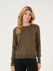 Kaffe Regular Fit KAlizza Round Neck Pullover Brown Jumper - Image 1 of 6