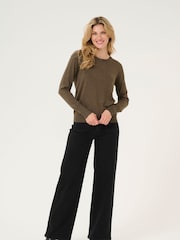 Kaffe Regular Fit KAlizza Round Neck Pullover Brown Jumper - Image 3 of 6