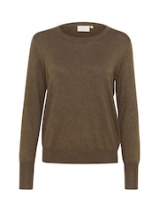 Kaffe Regular Fit KAlizza Round Neck Pullover Brown Jumper - Image 5 of 6