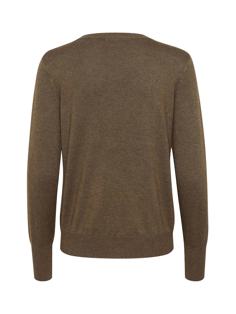 Kaffe Regular Fit KAlizza Round Neck Pullover Brown Jumper - Image 6 of 6
