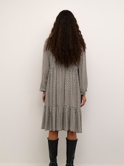 Kaffe Kakarina Long Sleeve High Neck Black Dress - Image 2 of 5