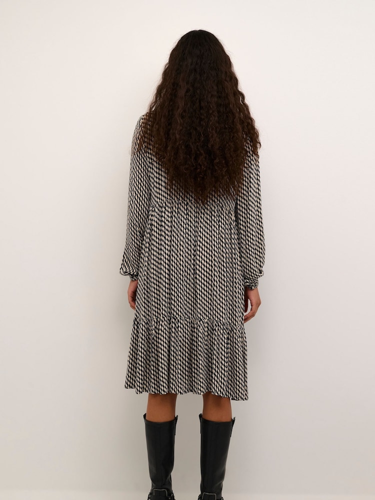 Kaffe Kakarina Long Sleeve High Neck Black Dress - Image 2 of 5