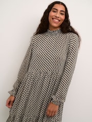 Kaffe Kakarina Long Sleeve High Neck Black Dress - Image 3 of 5