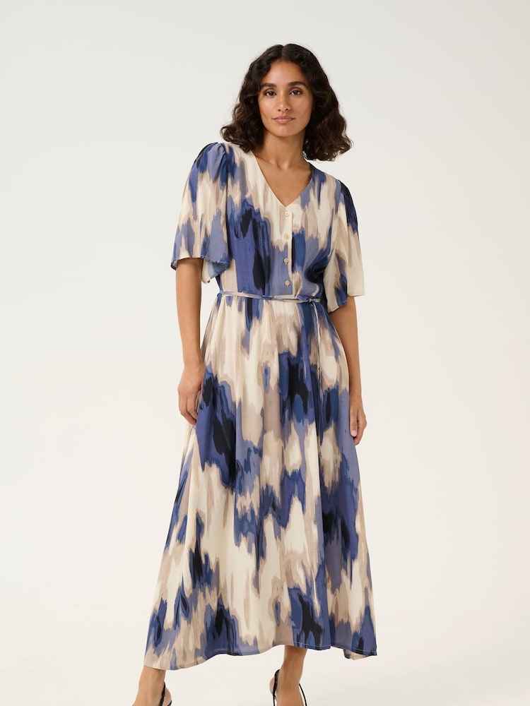 Kaffe KAarona V-Neck Half Sleeve Maxi Black Dress - Image 1 of 5
