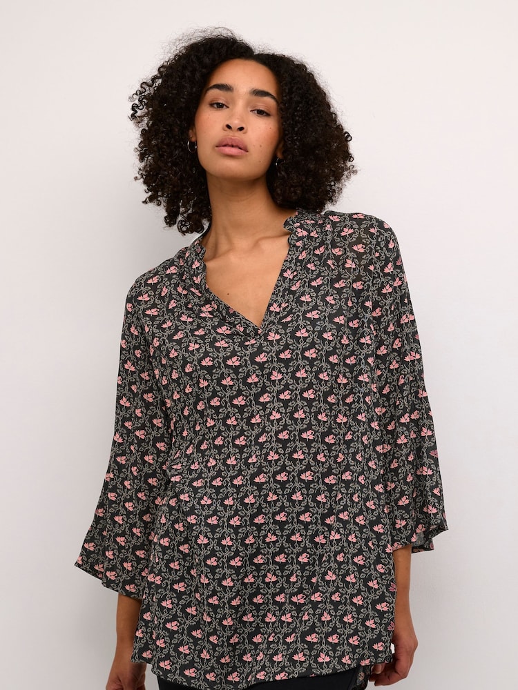 Kaffe Pink KAamber Print V-Notch Neck Tunic - Image 1 of 5