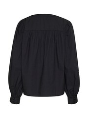 Kaffe KAnatali V-Notch Neck Embroidery 100% Cotton Black Shirt - Image 5 of 5