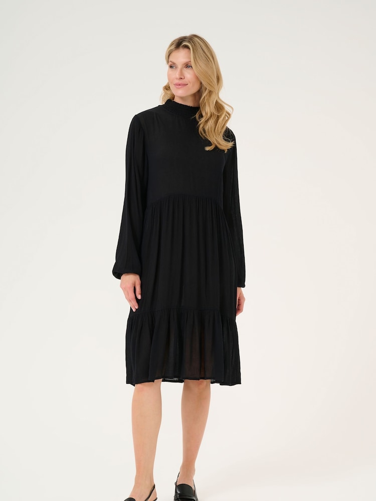 Kaffe KAamber Long Sleeve Turtleneck Black Dress - Image 1 of 6