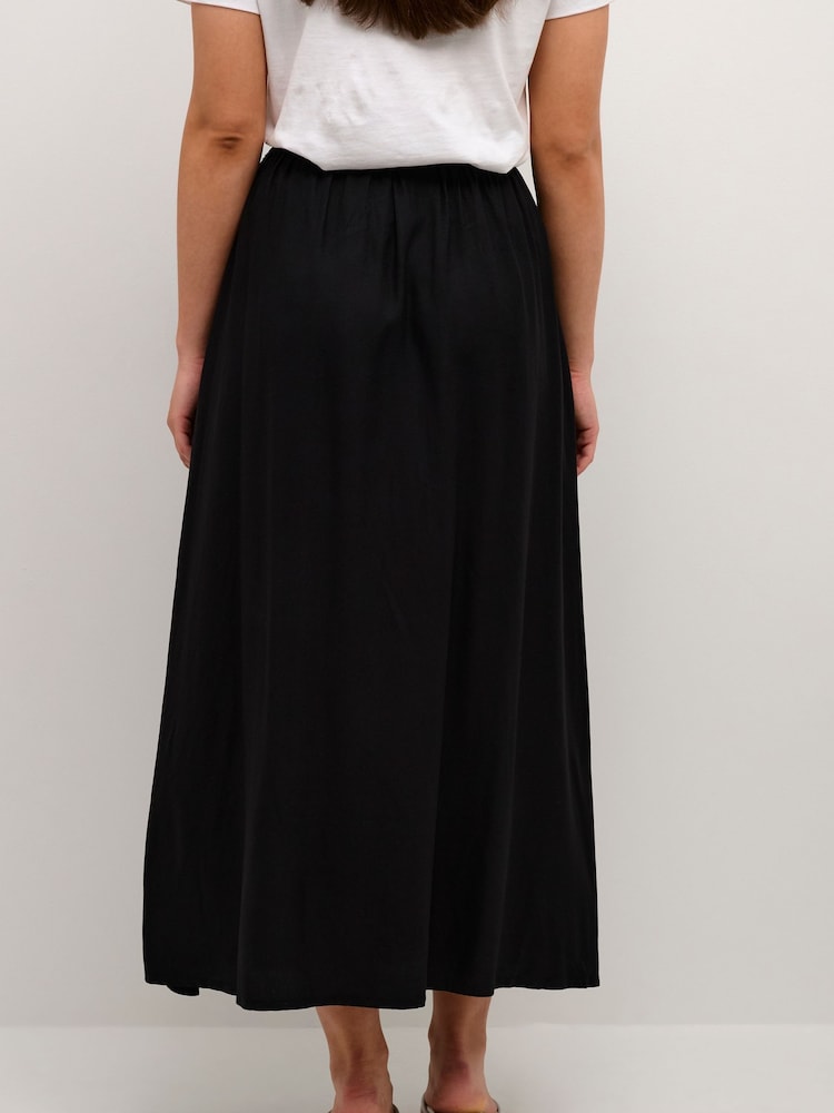 Kaffe Sandrina Elastic Waist Maxi Black Skirt - Image 2 of 6