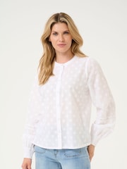Kaffe KAenya Button Floral Round Neck 100% Cotton Blouse - Image 1 of 6