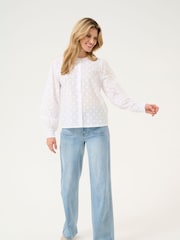 Kaffe KAenya Button Floral Round Neck 100% Cotton Blouse - Image 3 of 6