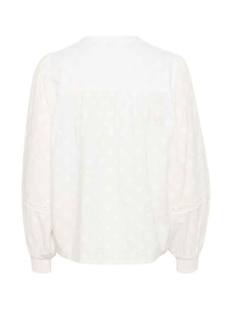 Kaffe KAenya Button Floral Round Neck 100% Cotton Blouse - Image 6 of 6