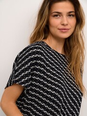 Kaffe KAmarita Short Batwing Sleeve Black Blouse - Image 2 of 6