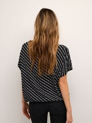 Kaffe KAmarita Short Batwing Sleeve Black Blouse - Image 4 of 6