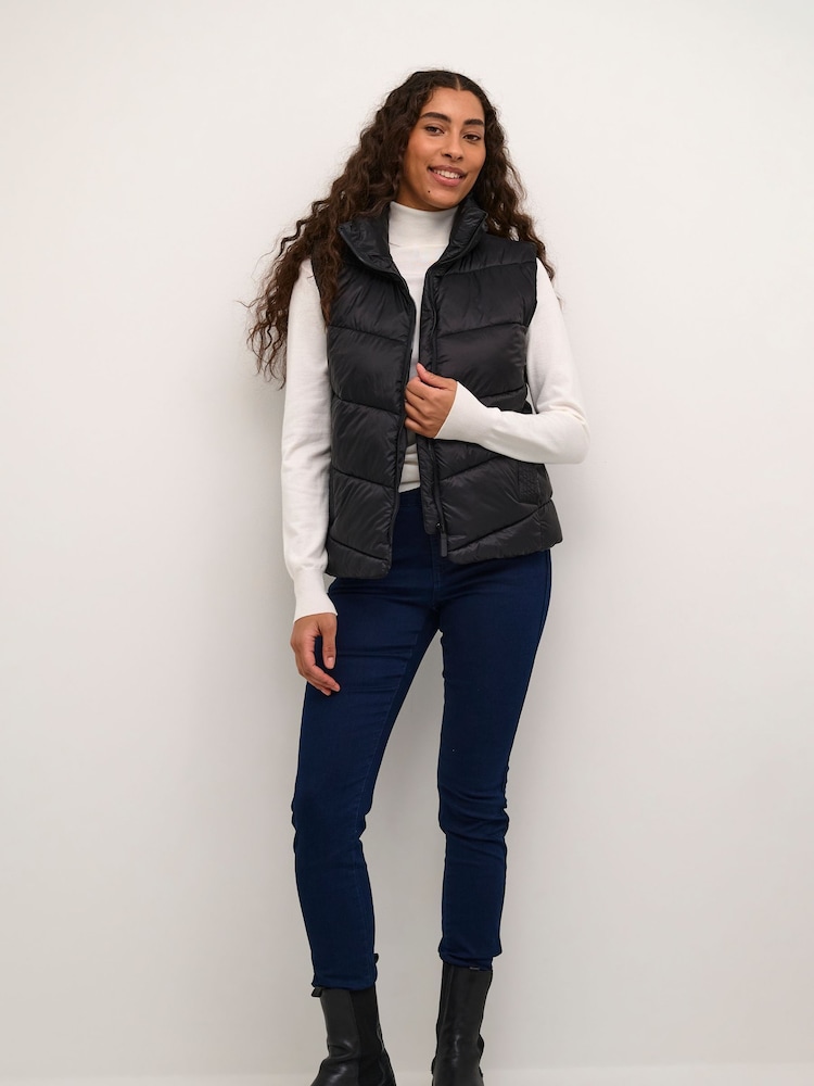 Kaffe KAsusanne High Collar Puffer Waistcoat - Image 2 of 7