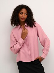 Kaffe Pink KAvictoria Casual Fit Long Sleeve Shirt - Image 1 of 5