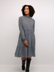 Kaffe Kakarina Long Sleeve High Neck Black Dress - Image 1 of 6