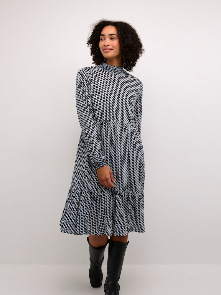Kaffe Kakarina Long Sleeve High Neck Black Dress - Image 1 of 6