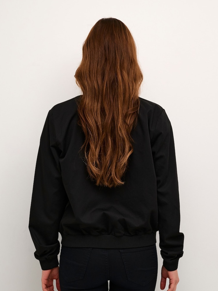 Kaffe Lea Bomber Regular Fit Zipper Black Jacket - Image 2 of 6