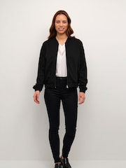 Kaffe Lea Bomber Regular Fit Zipper Black Jacket - Image 3 of 6