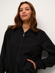 Kaffe Lea Bomber Regular Fit Zipper Black Jacket - Image 4 of 6