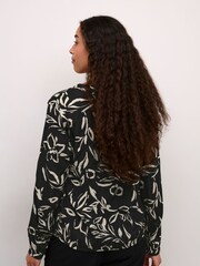 Kaffe KAditte V-Notch Neck Elastic Hem Black Blouse - Image 2 of 6