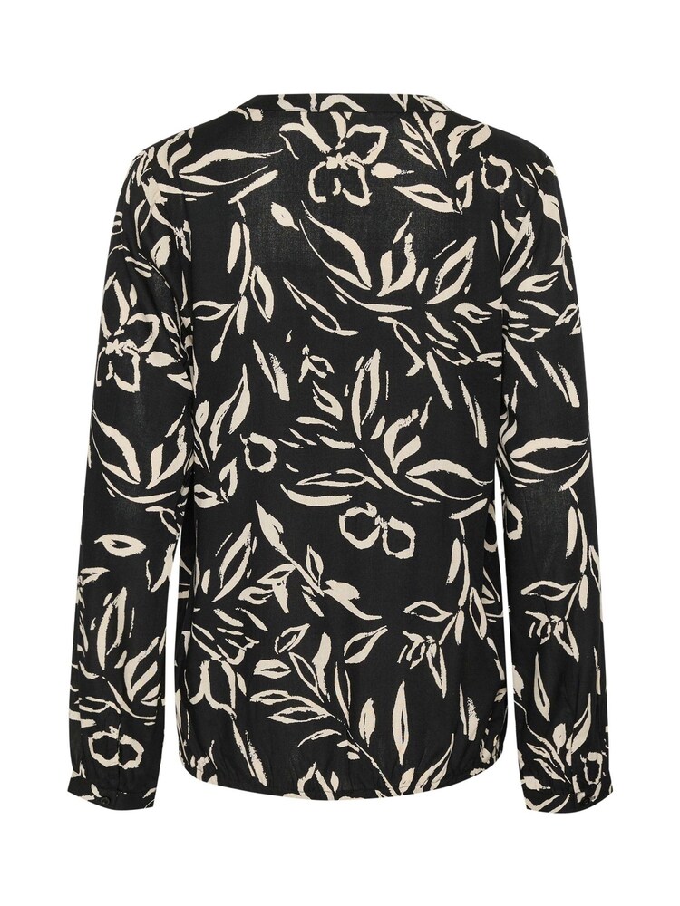 Kaffe KAditte V-Notch Neck Elastic Hem Black Blouse - Image 6 of 6