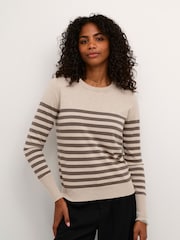 Kaffe Slim Fit KAlizza Striped Pullover Jumper - Image 1 of 5