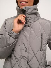 Kaffe Grey KAlindsey Quilted Below The Knee Jacket - Image 4 of 6