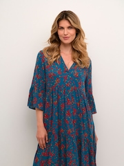 Kaffe Blue Lokia Knee Length Half Sleeve Dress - Image 1 of 6