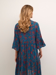 Kaffe Blue Lokia Knee Length Half Sleeve Dress - Image 2 of 6