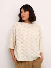 Kaffe KAmalene Half Sleeve Round Neck Pullover Jumper - Image 3 of 5