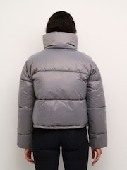 Kaffe Grey KAvictoria Zipper Short Puffer Jacket - Image 3 of 7