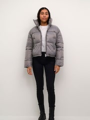 Kaffe Grey KAvictoria Zipper Short Puffer Jacket - Image 4 of 7