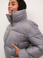 Kaffe Grey KAvictoria Zipper Short Puffer Jacket - Image 5 of 7
