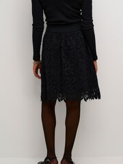 Kaffe KAemilia A-line Elastic Waist Lace Black Skirt - Image 2 of 4