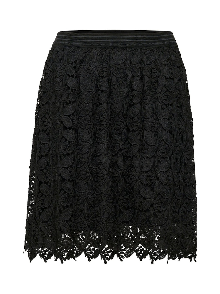 Kaffe KAemilia A-line Elastic Waist Lace Black Skirt - Image 4 of 4
