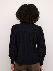 Kaffe KAenya Button Floral Round Neck 100% Cotton Blouse - Image 2 of 4