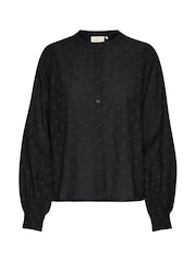 Kaffe KAenya Button Floral Round Neck 100% Cotton Blouse - Image 3 of 4