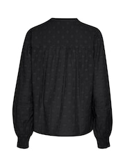 Kaffe KAenya Button Floral Round Neck 100% Cotton Blouse - Image 4 of 4