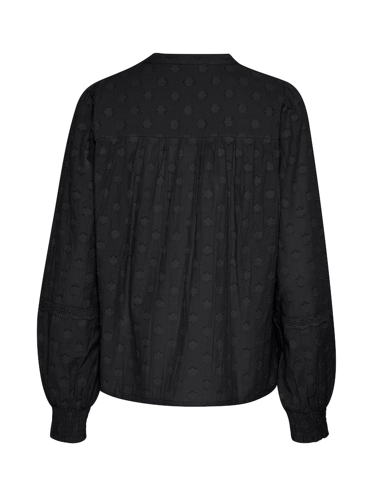 Kaffe KAenya Button Floral Round Neck 100% Cotton Blouse - Image 4 of 4