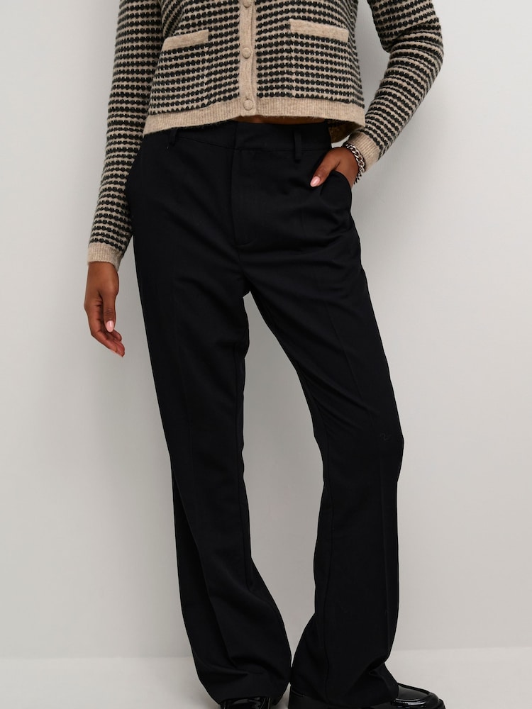 Kaffe Regular Fit KAsakura Flared Leg Black Trousers - Image 1 of 5