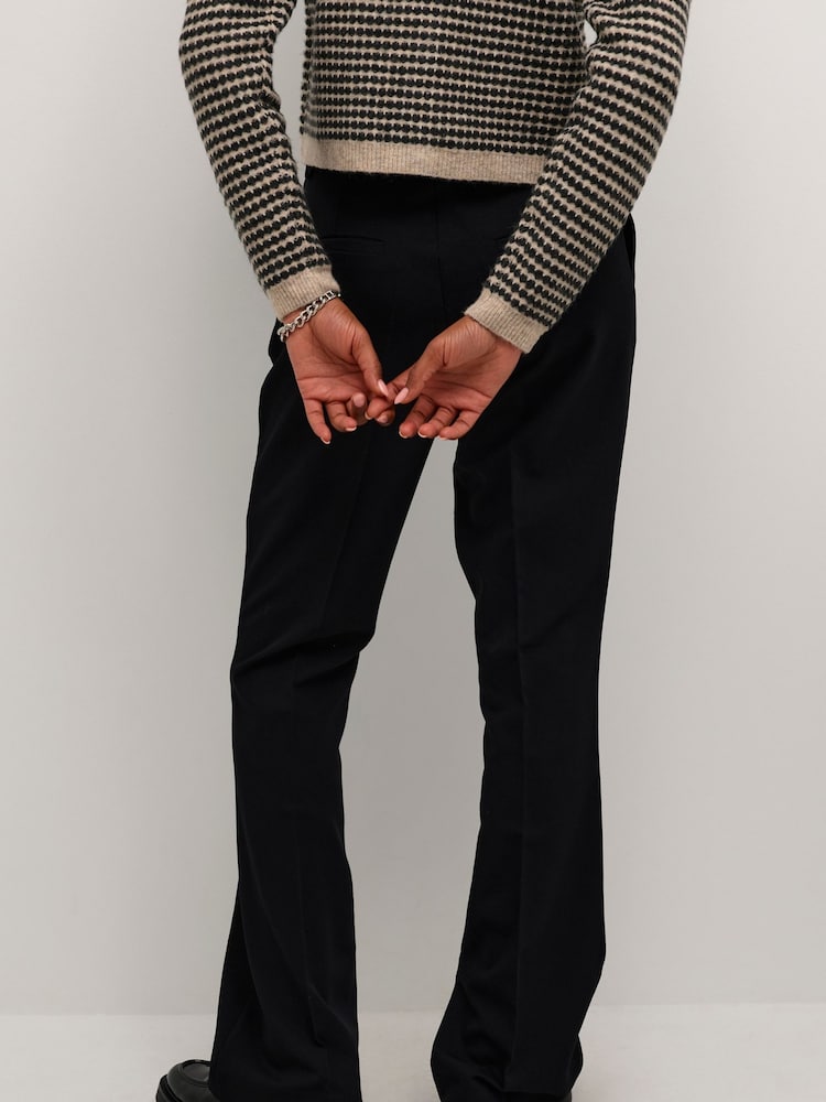 Kaffe Regular Fit KAsakura Flared Leg Black Trousers - Image 2 of 5