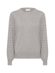 Kaffe Regular Fit Grey Ananna Round Neck Pullover Top - Image 4 of 5
