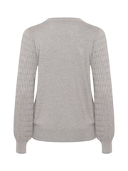 Kaffe Regular Fit Grey Ananna Round Neck Pullover Top - Image 5 of 5