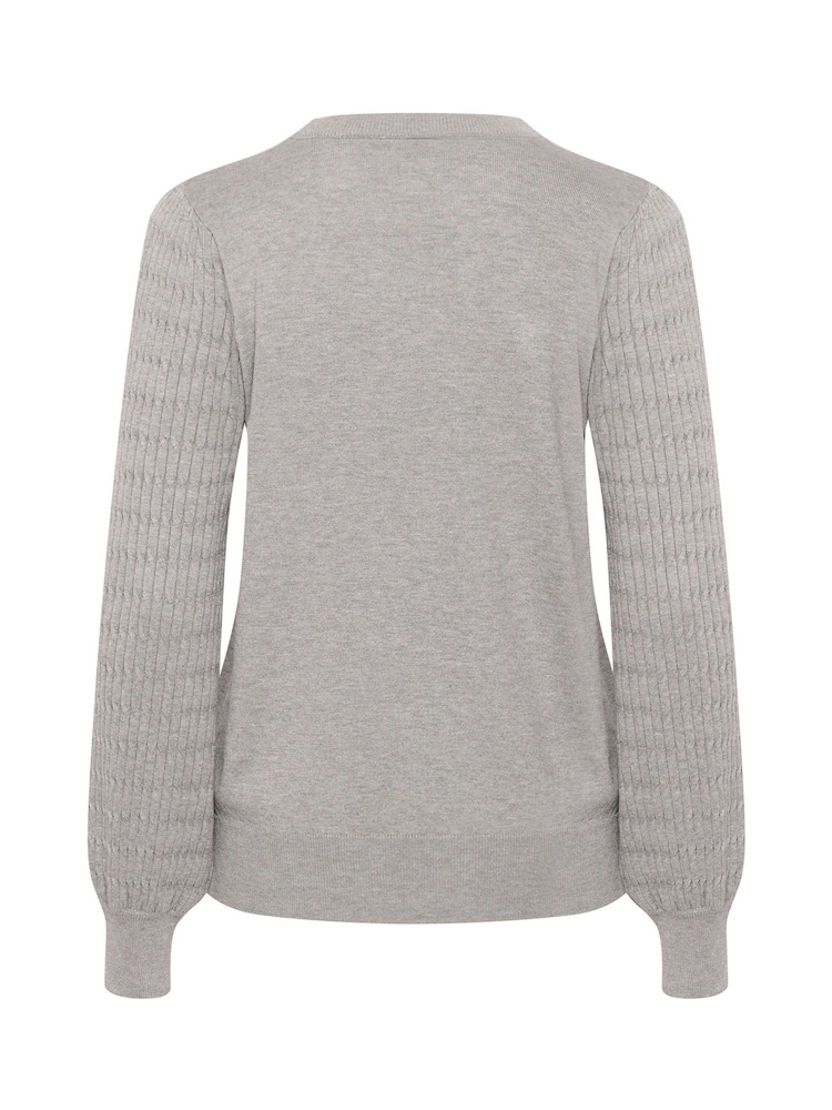 Kaffe Regular Fit Grey Ananna Round Neck Pullover Top - Image 5 of 5