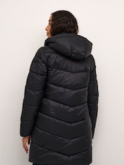 Kaffe KAsusanne Hooded Zipper Puffer Black Coat - Image 2 of 6