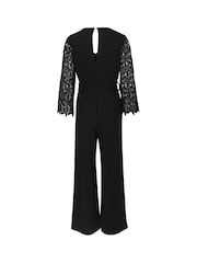 Kaffe KAemily Lace Sleeve Wide Leg Black Jumpsuit - Image 4 of 4