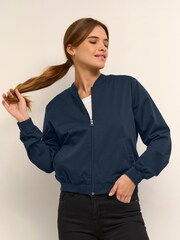 Kaffe Lea Bomber Regular Fit Zipper Black Jacket - Image 1 of 6