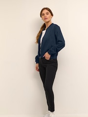 Kaffe Lea Bomber Regular Fit Zipper Black Jacket - Image 3 of 6